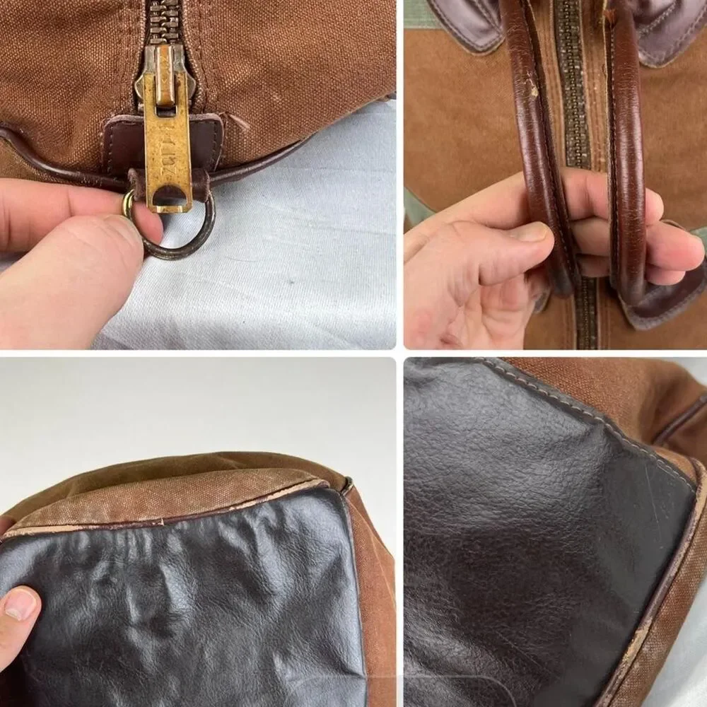 Vintage L.L. Bean Zipper Duffel Bag 80s Dark Brown
